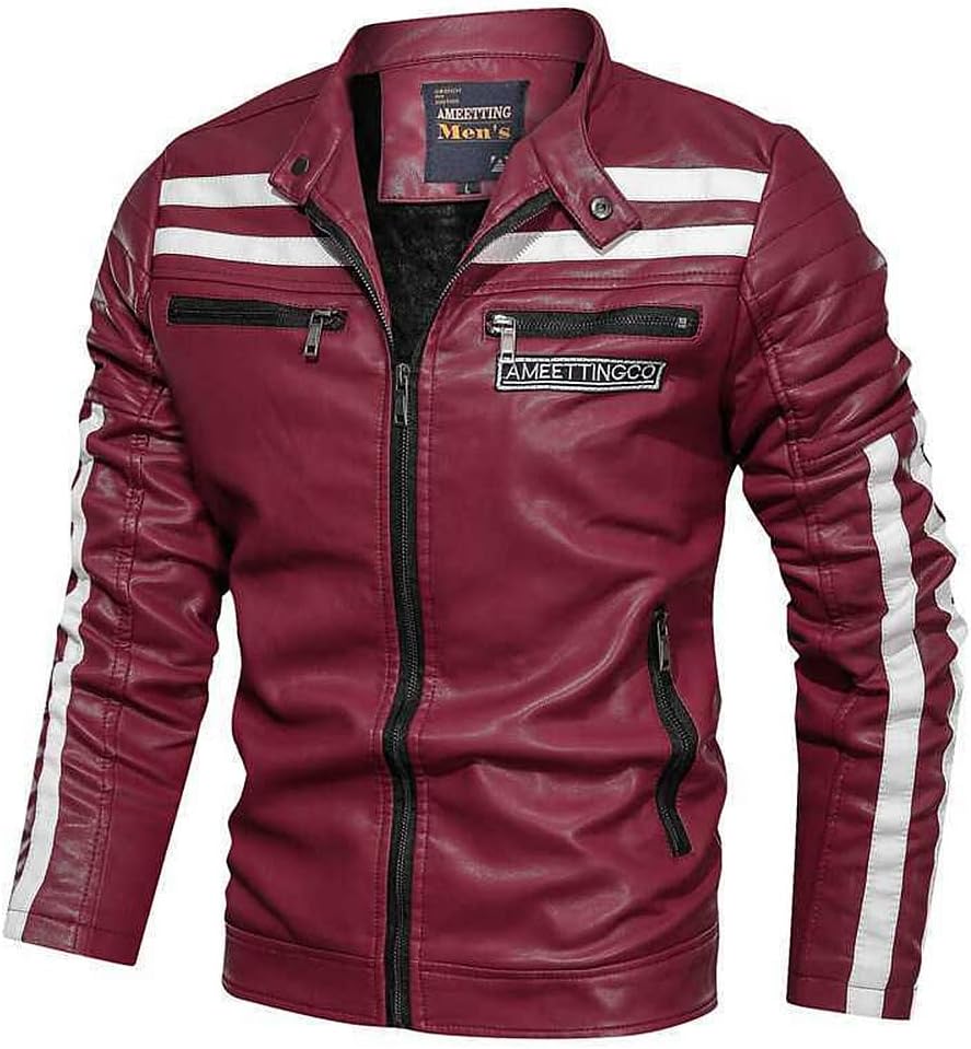 Amazon | バイカーライディングレザージャケットメンズジャケット